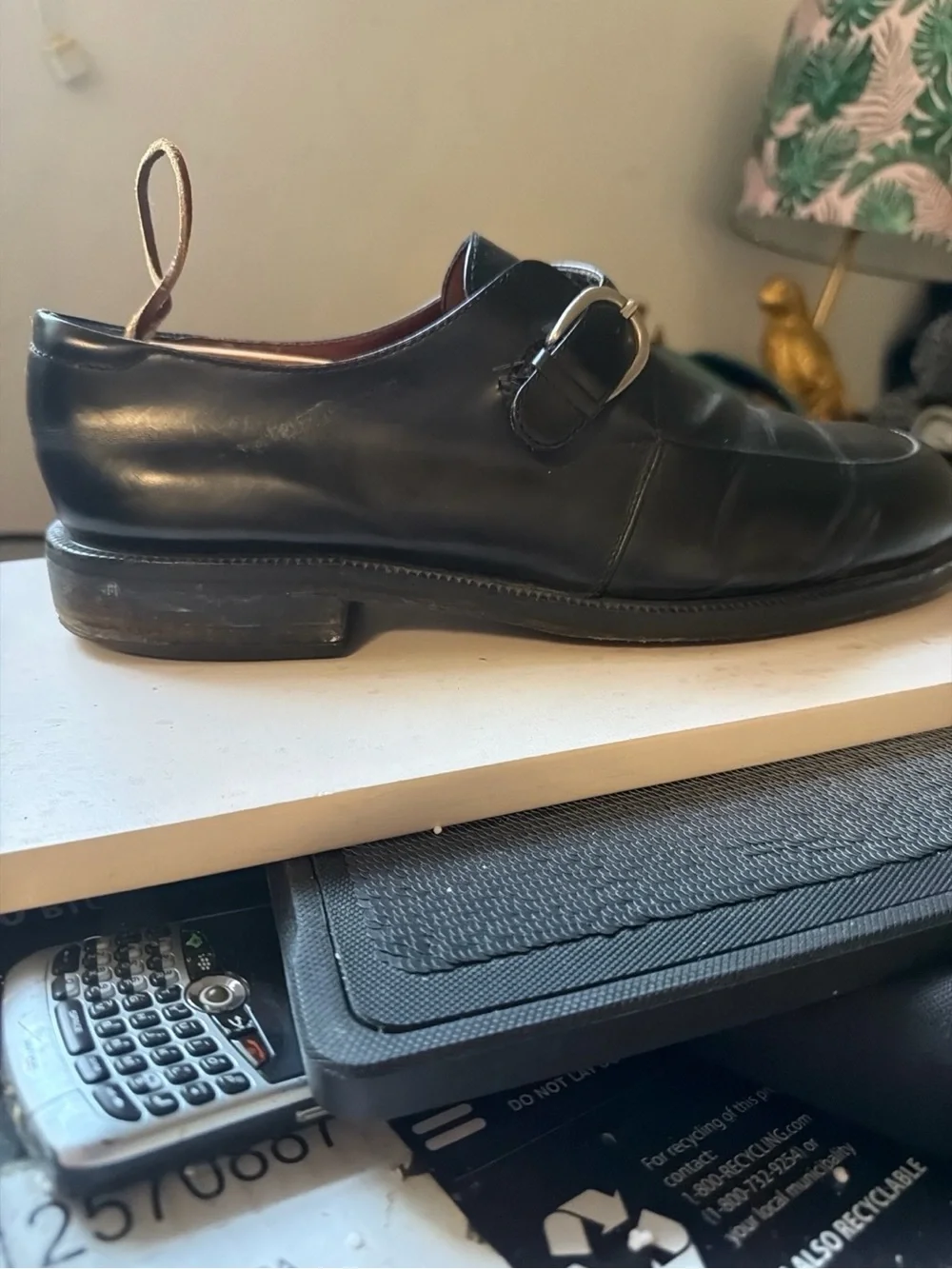 Cole Haan Black Leather Single-Buckle Monk Strap Shoe
